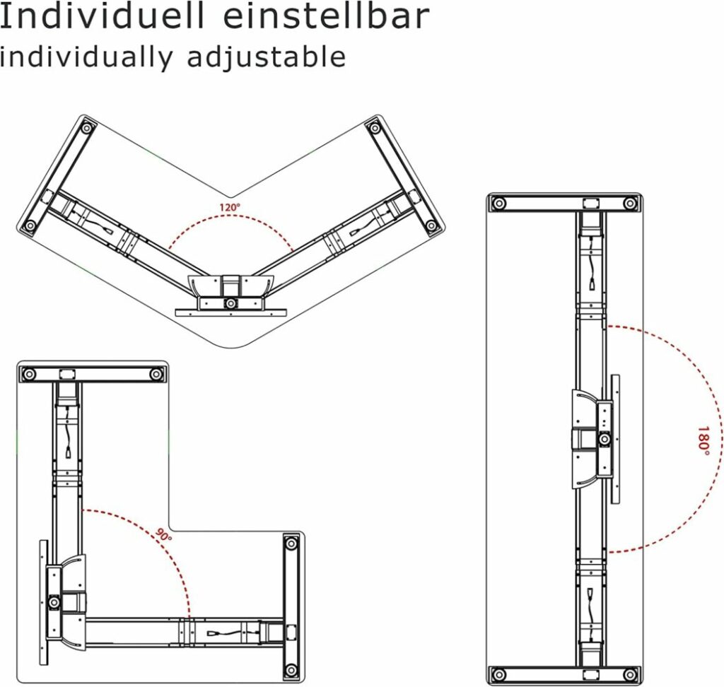 So kann der Winkel vom ALBATROS Tischgestell von 90° bis 180° verstellt werden