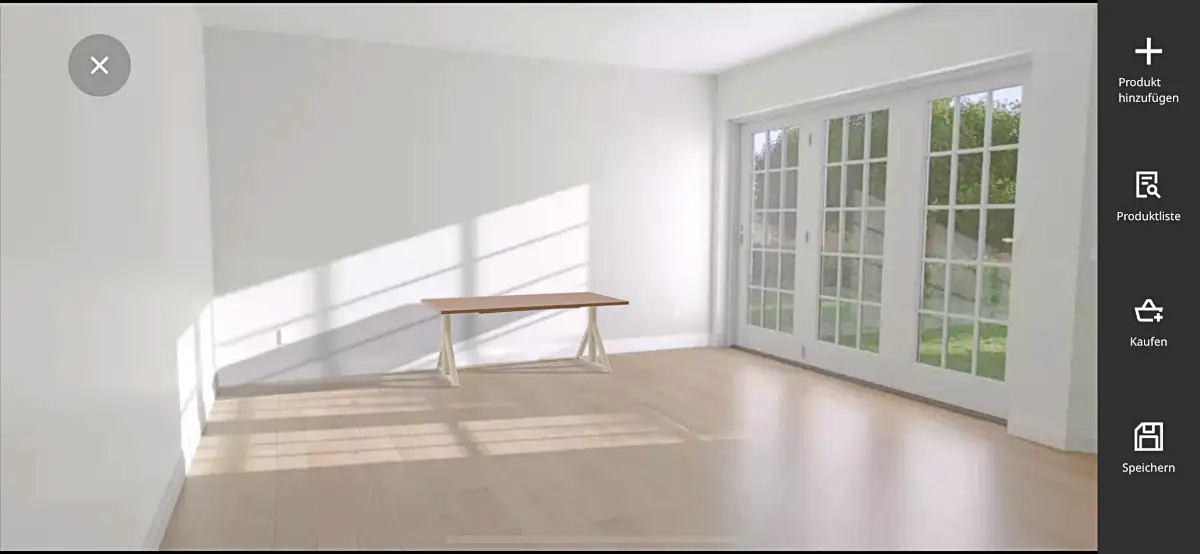 IKEA App - IKEA Idasen in 3D im Raum mit natürlichem Sonnenlicht