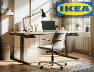 Höhenverstellbare Schreibtische von IKEA im schwedisch skandinavischen Stil